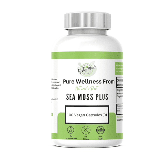Sea Moss Plus Capsules  Wildcrafted Irish Moss, Bladderwrack & Burdock Root  100 Vegan Capsules