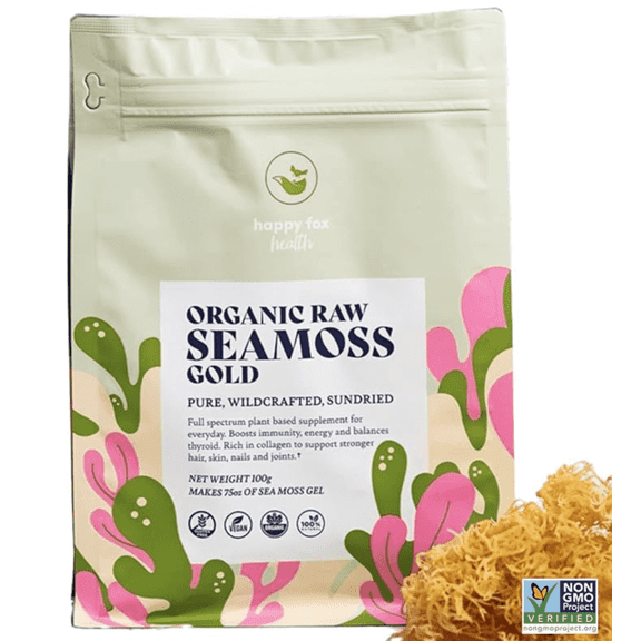 Sea Moss Raw Organic for Organic Seamoss Gel Makes 75oz of Dr Sebi Sea Moss Gel - Certified Non-GMO, Wildcrafted Organic Raw Sea Moss - 75 days supply of Sea moss Gel - 100 Gram Bag