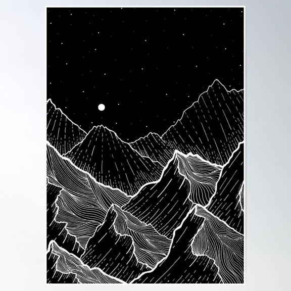 Sea Mountains Poster Wall Art, Modern Wall Decor, 24x36 UNFRAMED