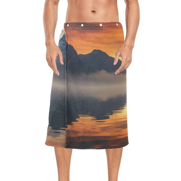 Sea Moutain Boat Ship Bath Towel Wrap for Man Adjustable Shower Wrap Button Closure Body Towel for Sauna Gym