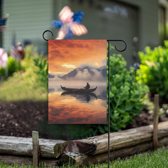 Sea Moutain Boat Ship Garden Flag Double Sided Outdoor Banners for Courtyard Outdoor Lawn Farmhouse Holiday Decorations