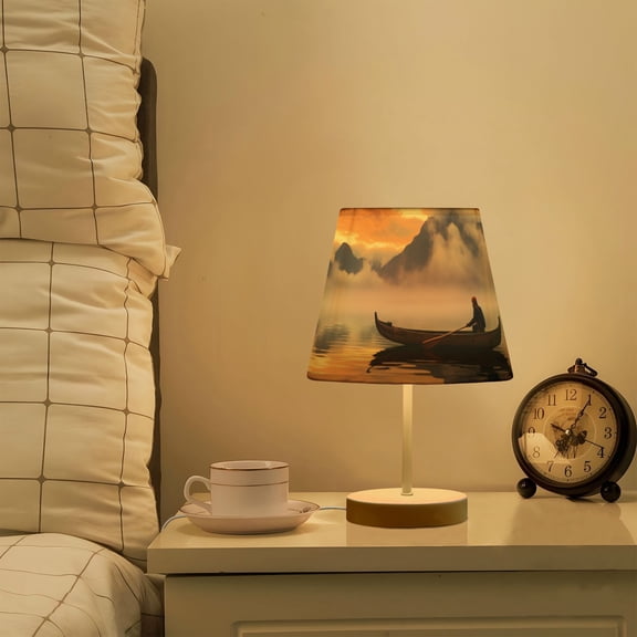 Sea Moutain Boat Ship LED Desk Lamp Table Lamp USB Bedside Nightstand Small Lamp for Bedroom Living Room Kids Room