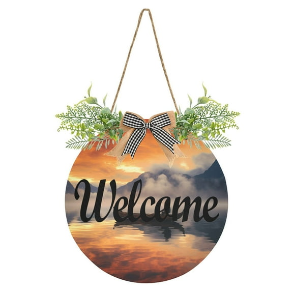 Sea Moutain Boat Ship Welcome Sign for Front Door Wreath Door Sign for Farmhouse Porch Decoration Indoor Outdoor