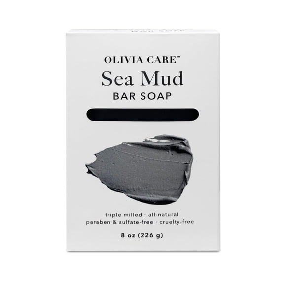 Olivia Care Natural, Vegan & Organic for Face & Body Nourish, Exfoliate Sea Mud Bar Soap