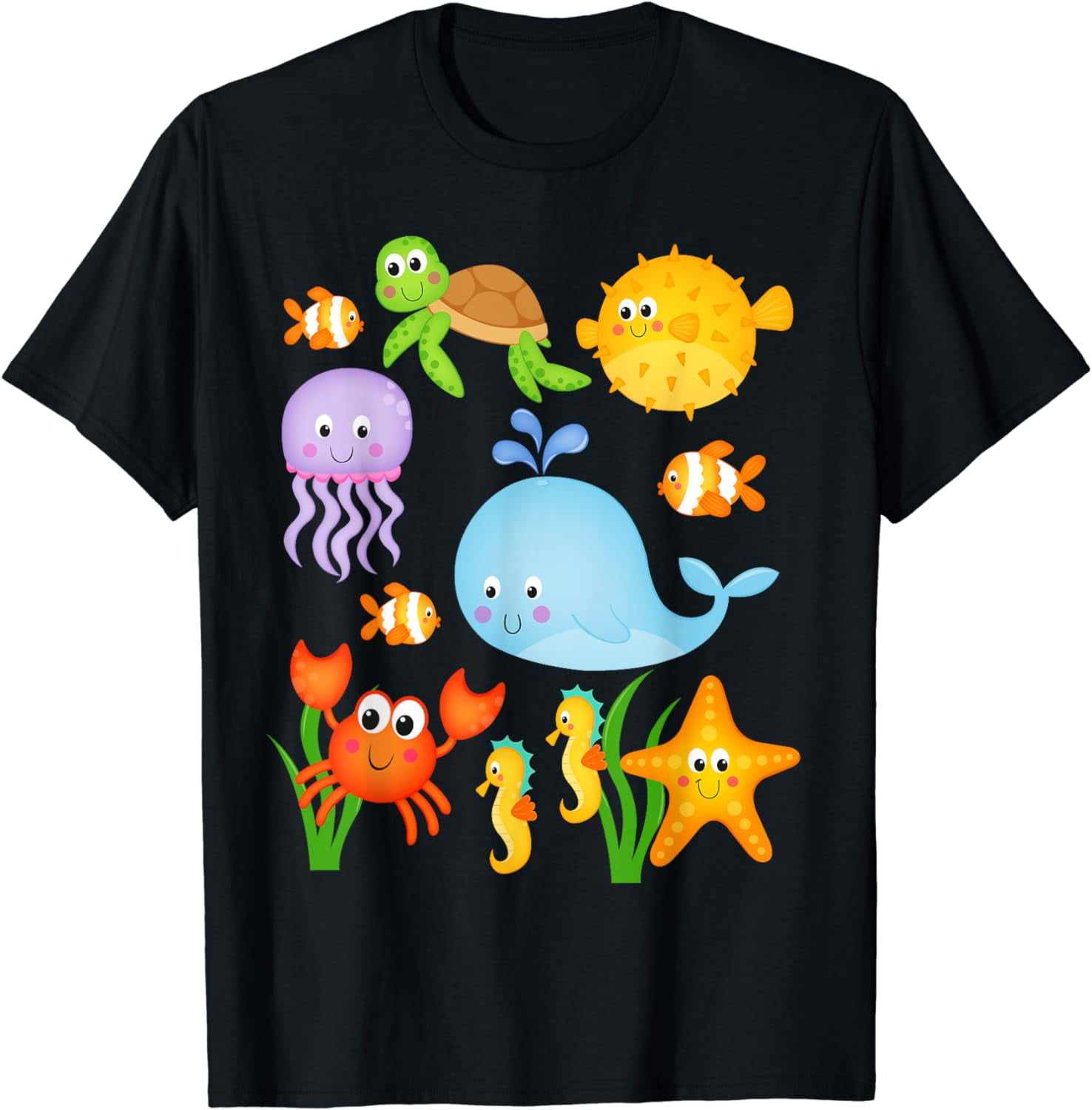 Sea Animals Whale Octopus Starfish Crab T-Shirt For Toddlers Sea Animals Whale Octopus Starfish Crab T-Shirt For Toddlers