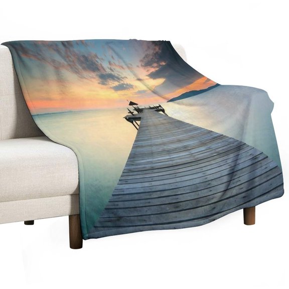 Sea Ocean Beach Sunset Scenery Blanket for Bed Throw Blanket for Women, Men Super Soft Plush Blanket Throw, Print Blanket
