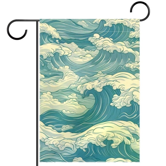 Sea Ocean Blue Storm Waves Double Sided Garden Flag Decorative Weather Resistant Yard Flag, Large DIY Vertical Flag for Farmhouse Patio Lawn, 28x40 Inch