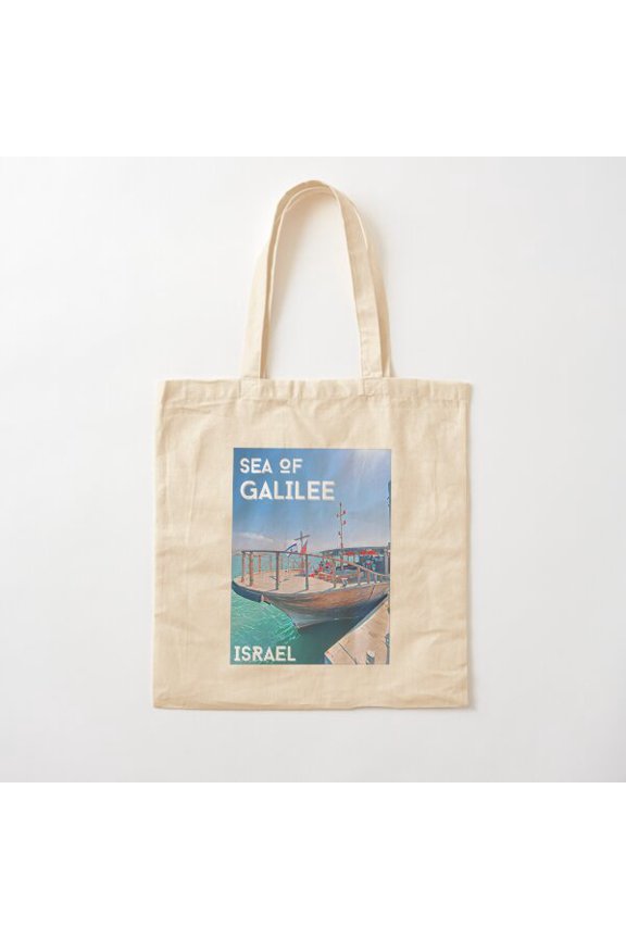Sea Of Galilee Canvas Tote Bags, Reusable Shopping Bag