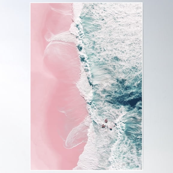 Sea Of Love Pink Sandy Beach Ocean Sea Crashing Waves Photography By Ingrid Beddoes Poster Wall Art Modern Wall Decor For Living Room Bedroom