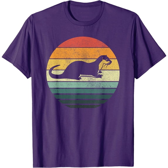 Sea Otter Animal Sunset Retro Vintage 70s Nature Lovers Softstyle Unisex T-Shirt,Purple Color,Size M