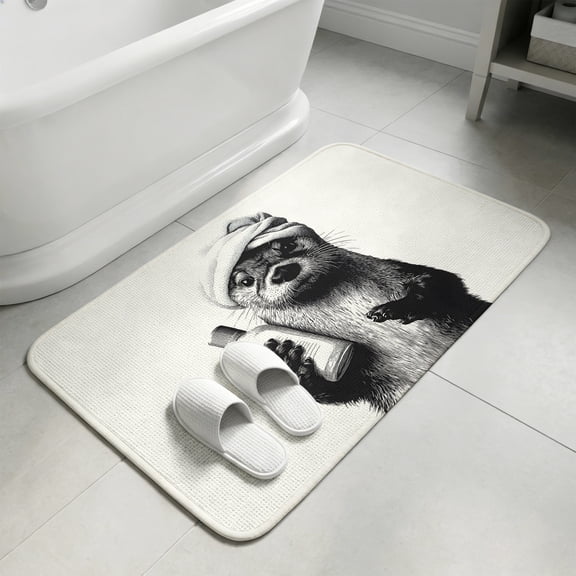 Sea Otter Bathroom Rugs Non Slip Washable Bath Mat Absorbent Low Pile Front Door Mat Shampoo Towel Funny Animal Indoor Doormat for Kitchen Entryway Shower Decor Accessories 15.7"x23.6"