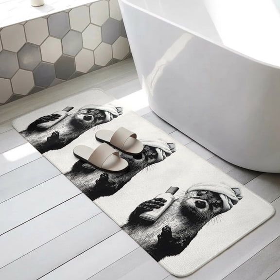 Sea Otter Bathroom Runner Rugs Non Slip Washable Absorbent Narrow Long Bath Mat Shampoo Towel Funny Animal Runner Rugs for Kitchen Hallway Bedroom Laundry Study Room 15.7"x47.2"