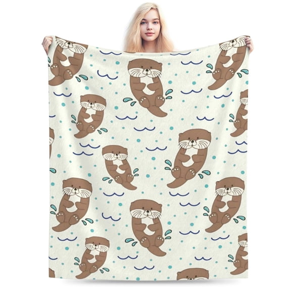 Sea Otter Blanket Cartoon Animal Super Soft Warm Bed Bedding 50x40