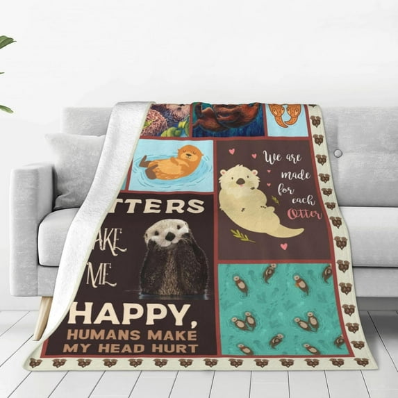 Sea Otter Blanket Otter Decor Throw Blanket Warm Soft Plush Lightweight Fleece Flannel Otter Stuff Blanket Gifts for Girls Otter Lover Kids Baby Boys Women Men Adults for Sofa Couch Bedding 60"X80"