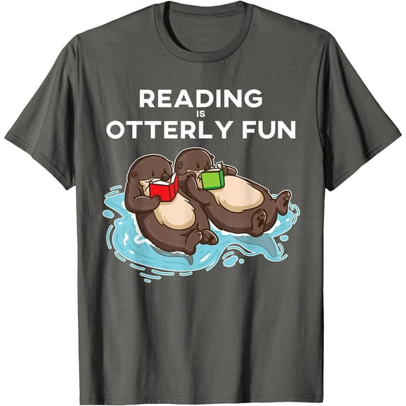 Sea Otter Book Reading Gift Bookworm Teachers Students Softstyle Unisex T-Shirt,Charcoal Color,Size YXL