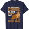 thumbnail image 1 of Sea Otter Builds Dam Animal Mammal Funny Softstyle Unisex T-Shirt,Navy Color,Size YS, 1 of 5