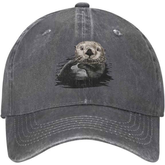Sea Otter Cute Distressed Adjustable Washed Denim Mens Dad Trucker Hat Baseball Ball Cap for Men