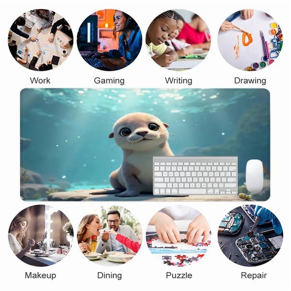 Sea Otter Design Mouse Pad 31.5 x 11.82 Inches Rubber Surface for Office and Home Use