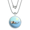 thumbnail image 1 of Sea Otter Eating Giant Clam 1" Pendant with Sterling Silver Plated Chain, 1 of 3