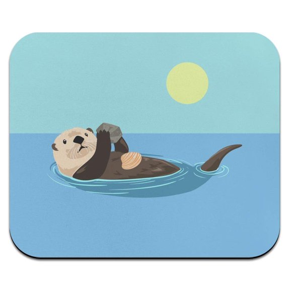 Sea Otter Eating Giant Clam Low Profile Thin Mouse Pad Mousepad