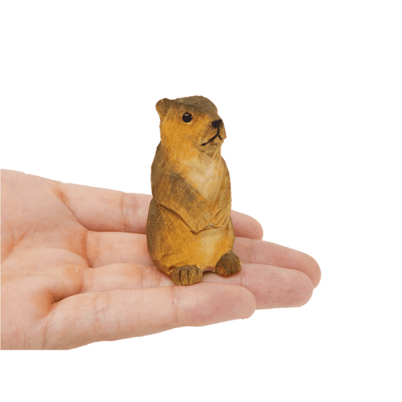 Sea Otter - Figurine Miniature Marine Weasel Lutra Pup Handmade Wood Art Carved Ornament Small Animals Collectible