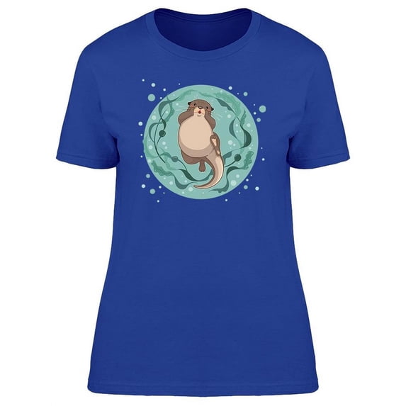 Sea Otter Floating On Water T-Shirt Women -Image by Shutterstock, Female 3X-Large