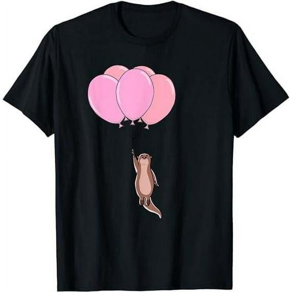 Sea Otter Flying Pink Balloons Cute Animal Girls Gift T-Shirt