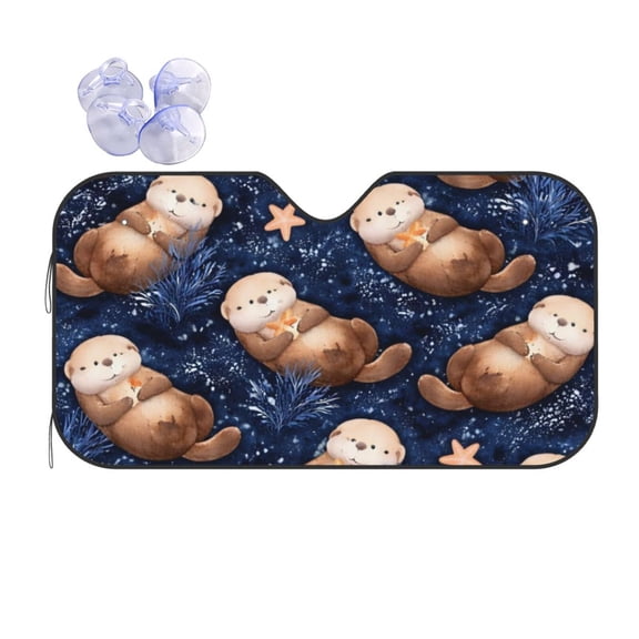 Sea Otter Pattern Car Windshield Sun Shade Universal Fit Auto Sun Visor Protector