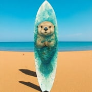 Sea Otter Surfboard Wall Art – Watercolor Surfboard for Kids or Adults – PVC Indoor Outdoor Coastal Animal Decor – Ocean Nursery Sign