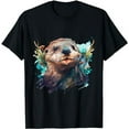 thumbnail image 1 of Sea Otter Watercolor Art Shirt Sea Otter Lovers T-Shirt, 1 of 5