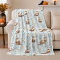 thumbnail image 1 of Sea Otters with Wildflowers and Ripples, Calm Watercolor Style for Otter Lovers, Cozy Blue Meadow Pattern, Flannel Blanket for Living Room and Bedroom, Birthday Gift and Cute Home Decor, 1 of 9
