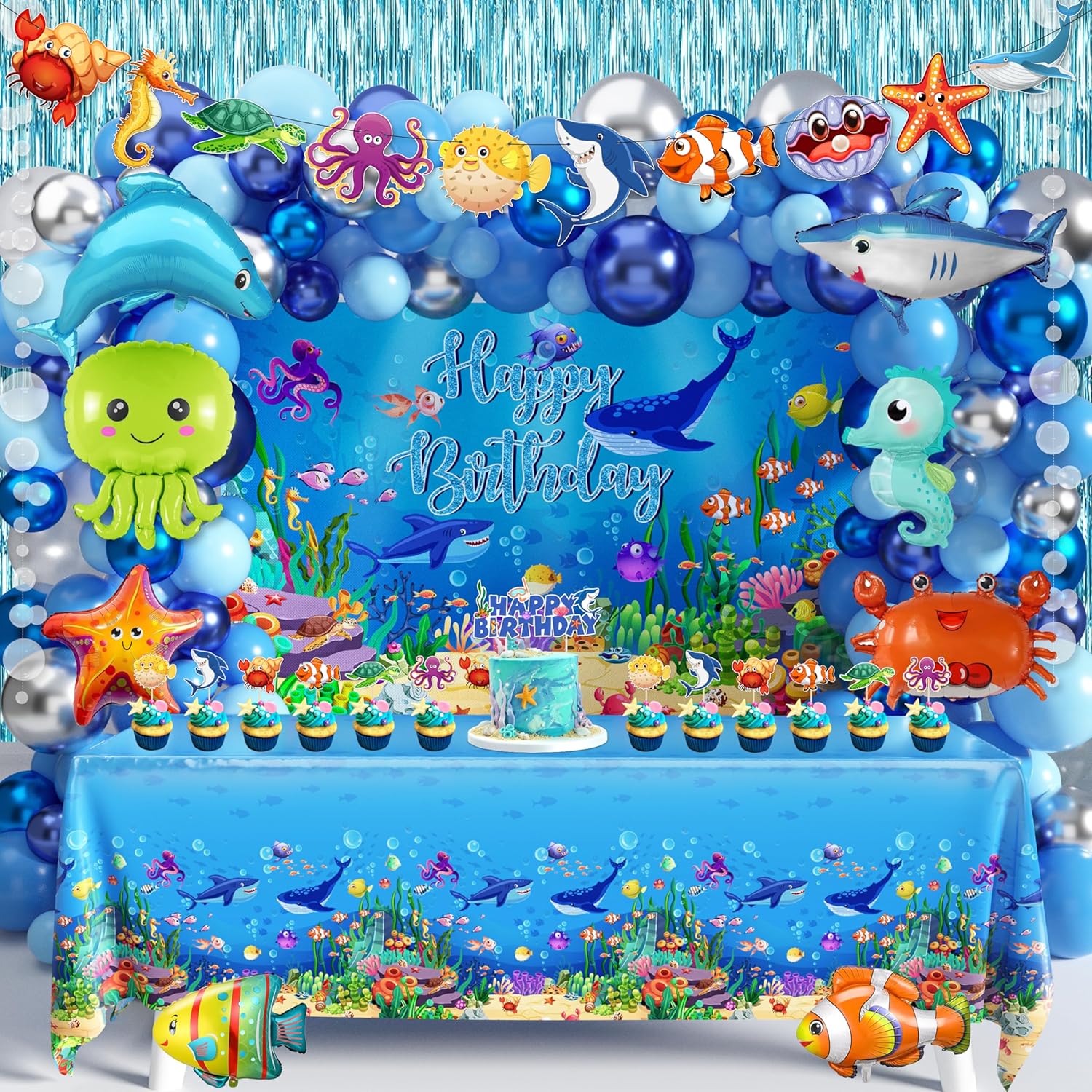 Under The Sea Party Decorations 98Pcs Ocean Theme Birthday Party Under The Sea Party Decorations 98Pcs Ocean Theme Birthday Party