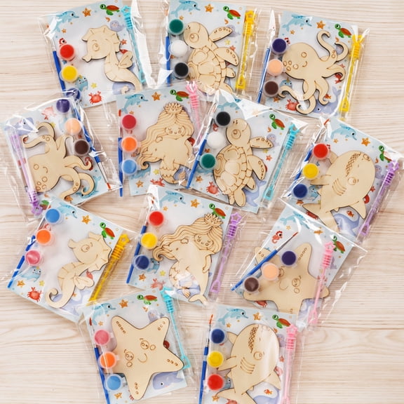 Under the Sea Party Favors - 12 PCS Ocean Animals Birthday Party Supplies - Sea Bubbles & Paint Crafts - Mermaid Shark Birthday Decorations Goodie Bags Stuffers Gifts Prizes
