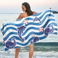 thumbnail image 1 of Sea Pattern with Dolphins Whales Beach Towel Quick Dry Absorbent Bath Towels Sandproof Lightweight Towel for Gym Yoga Sports Swimming- 30x60in Washcloth Gift, 1 of 7