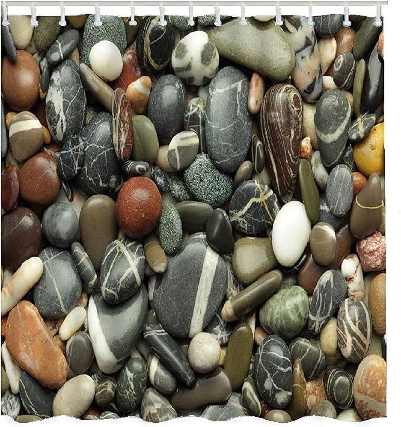 Waterproof Rocks Sea Pebble Shower Curtain Stones Beach Rocks Gravel Waterproof Shower ...