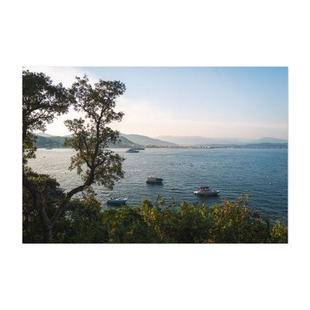 Sea Through the Pines, Théoule-sur-Mer - Théoule-sur-Mer Provence-Alpes-Côte d'Azur France Photography Seascape Boat Coast Harbor Landscape Ocean Travel Poster Unframed Wall Art Print 32 x 48 inches