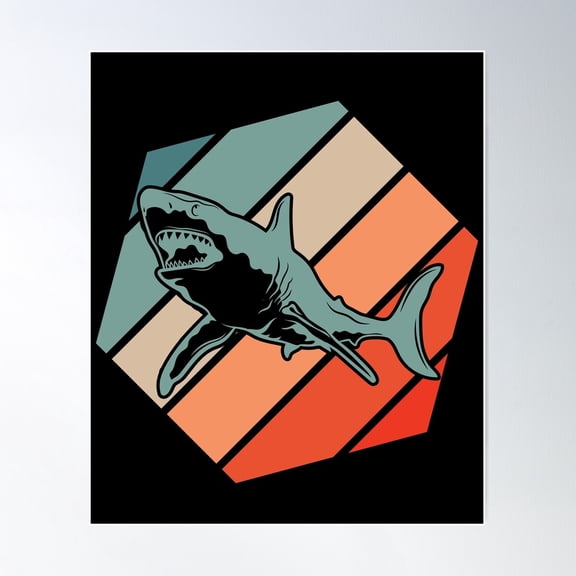 Sea Predator Cool Shark Poster Wall Art, Modern Wall Decor For Living Room Bedroom, 12x18 UNFRAMED
