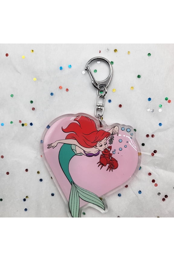 Sea Princess and Red Crab Keychain double side epoxy (1 keychain)