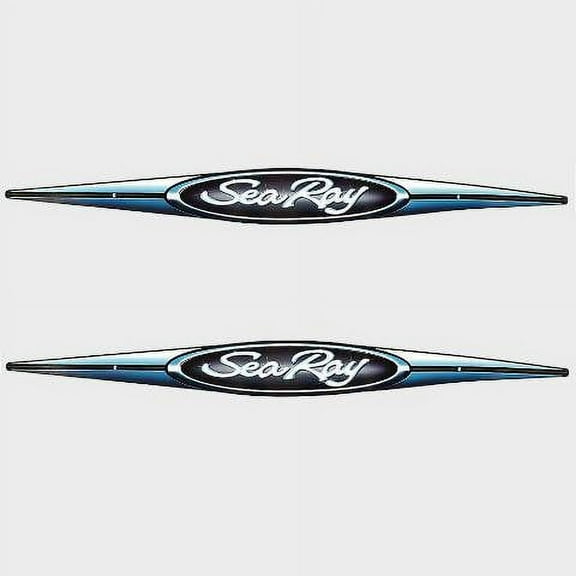 Sea Ray Boat Brand Decal | Black Blue White 22 x 2 1/2 Inch (Pair)