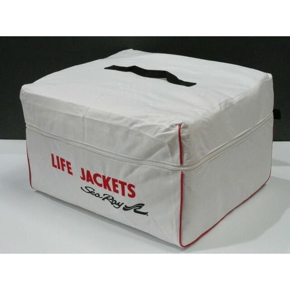 Sea Ray Boat Life Jacket Bag LJB | 18 1/2 x 18 Inch White Canvas
