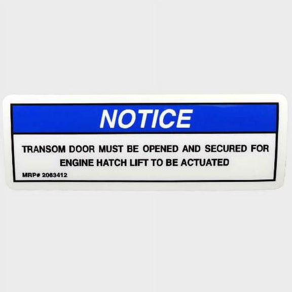 Sea Ray Boat Notice Decal 2063412 | Transom Door Blue White Sticker