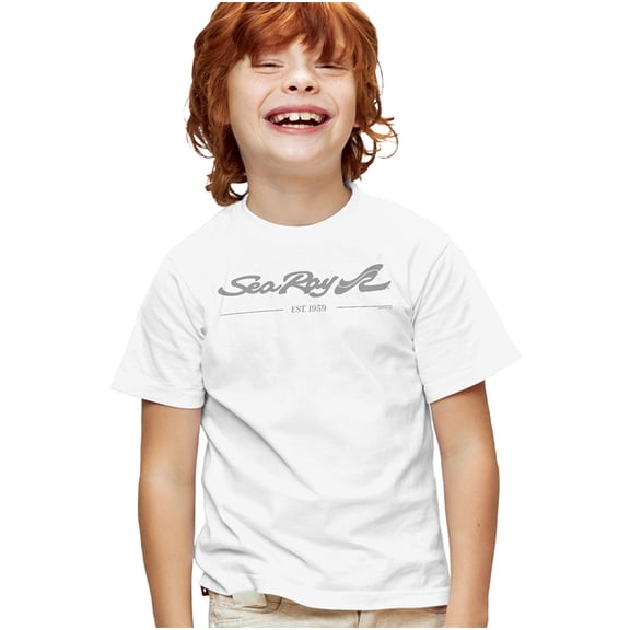 Sea Ray Est 1959 White Kids T Shirt for Youth Boys and Girls, White, Medium
