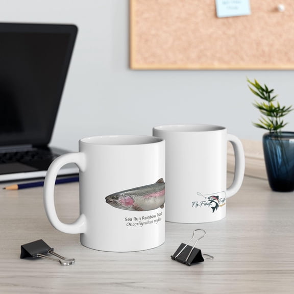Sea Run Rainbow Trout Mug Fish Illustration Angler Gift Fishing Lover Coffee Cup Nature Design Ceramic Mug 11oz