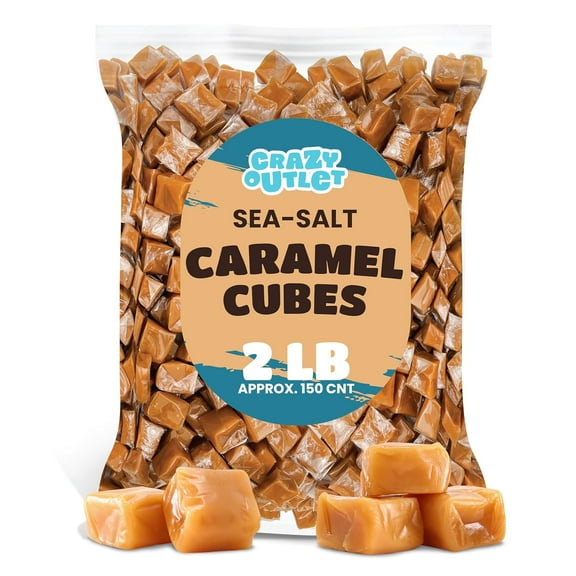Sea Salt Caramel Cubes Candy, Individually Wrapped, 2-Pound Pack (About 150 Count)
