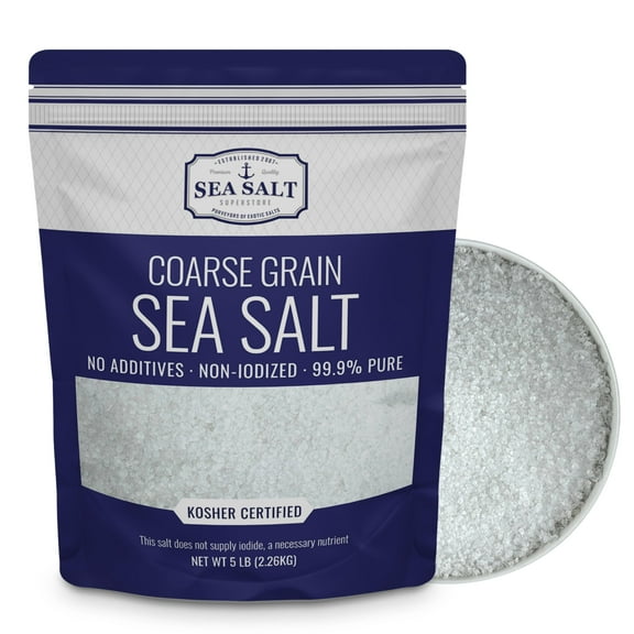 Sea Salt, Coarse Grain Sea Salt from Baja California, Great for Cooking or Grinding, Non-Iodized, All-Natural, No Additives (5 lb Bag)