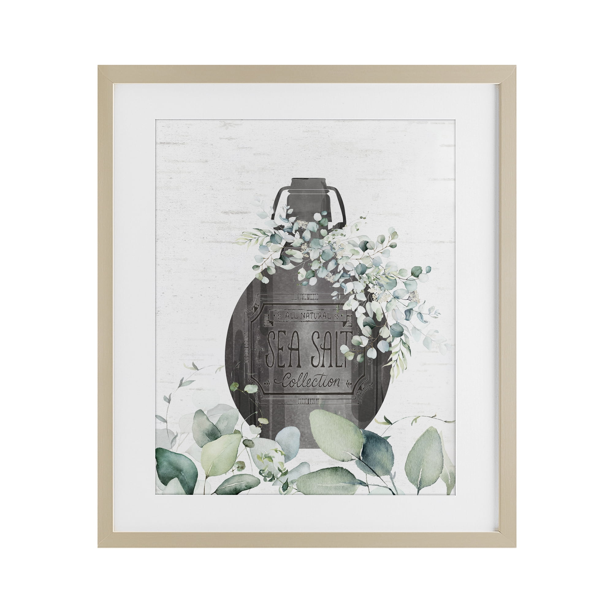 Sea Salt Collection Bottle Birch Framed Print Under Glass, design by Lettered and Lined