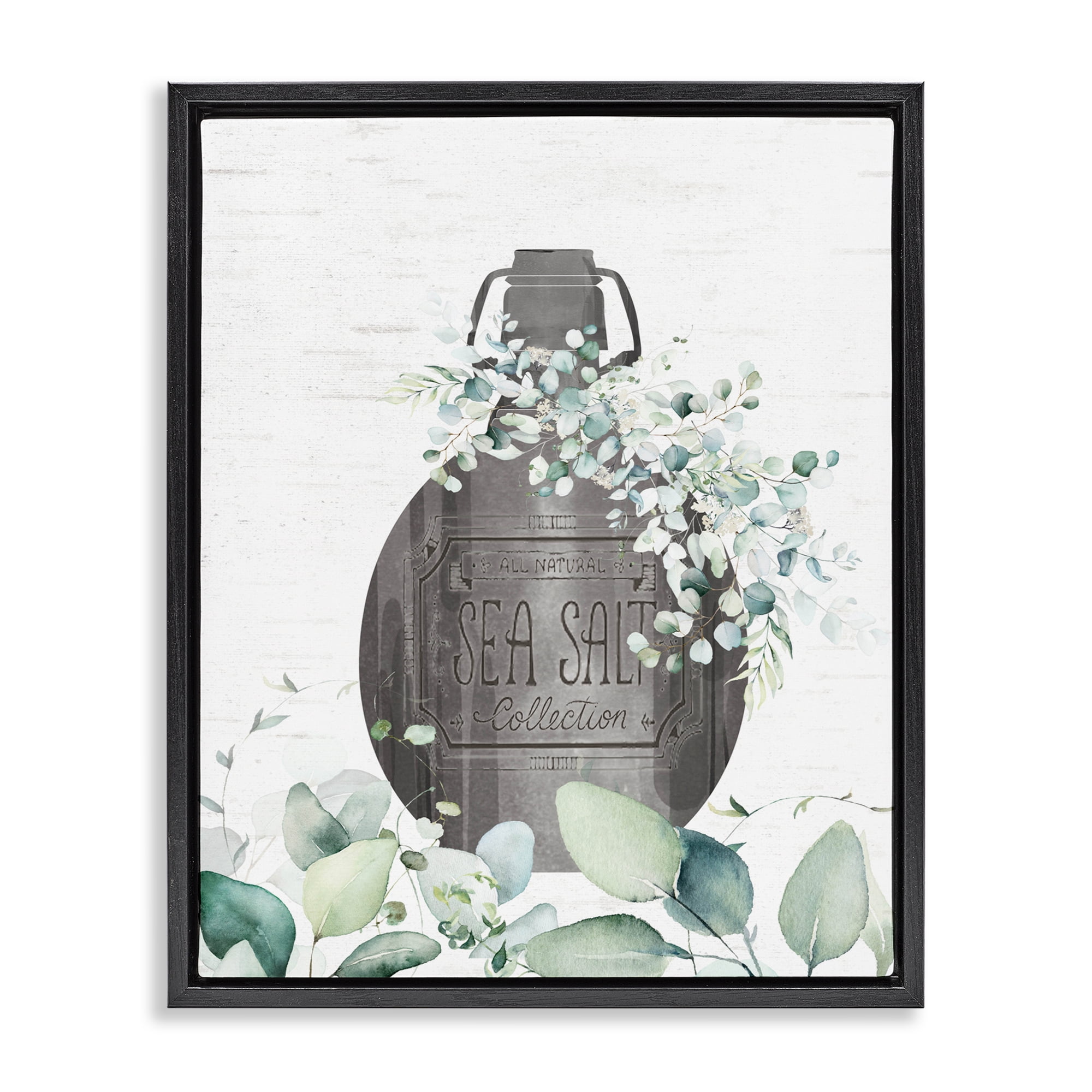 Sea Salt Collection Bottle Black Framed Floater Canvas Wall Art, design by Lettered and Lined