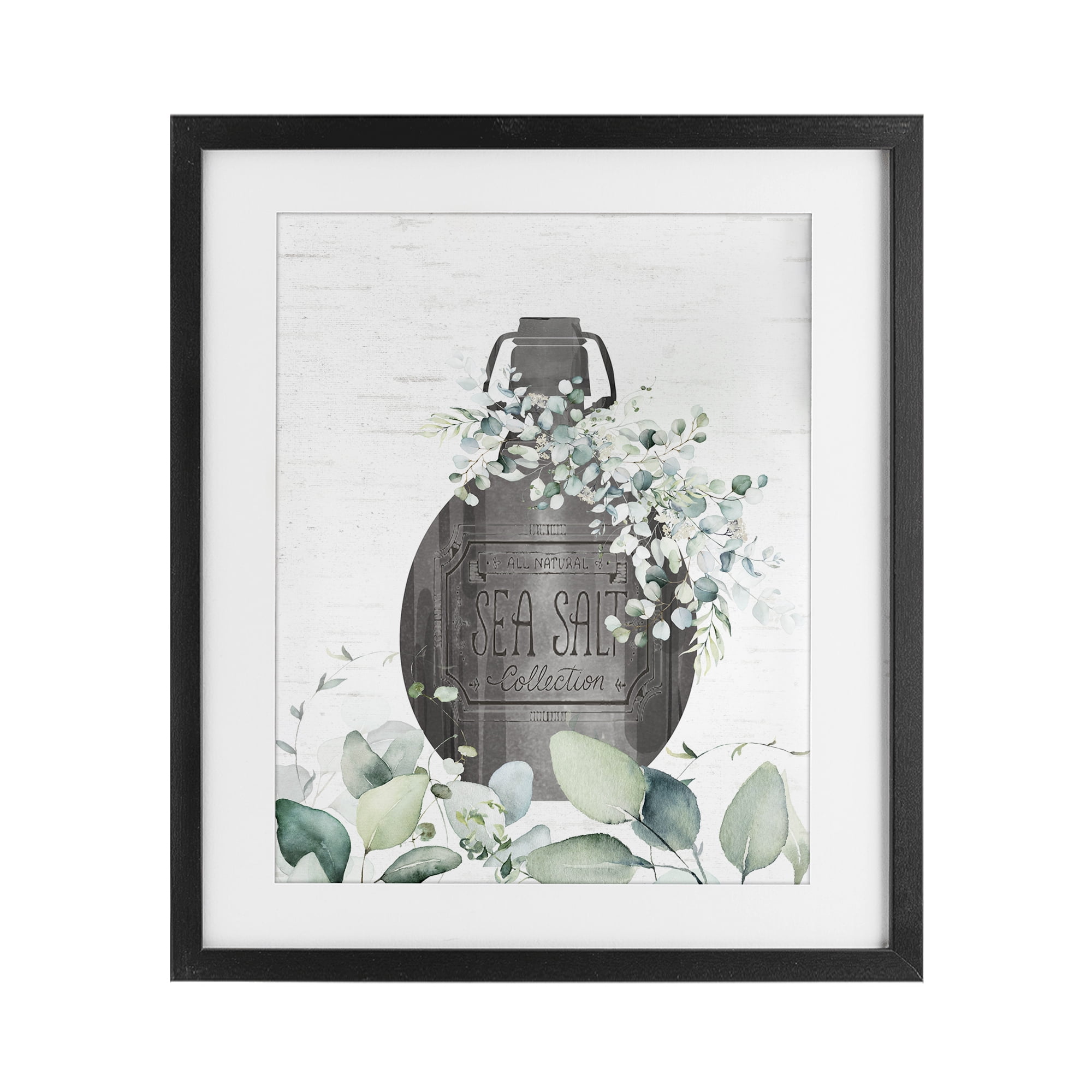 Sea Salt Collection Bottle Black Framed Print Under Glass, design by Lettered and Lined