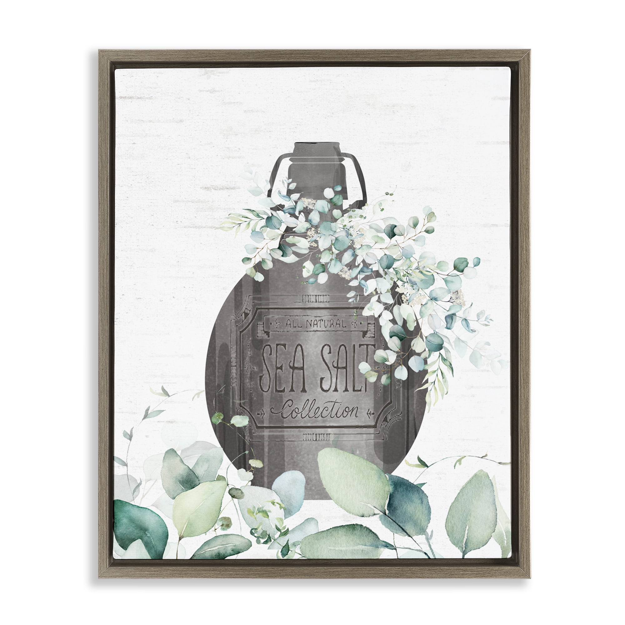 Sea Salt Collection Bottle Brown Framed Floater Canvas Wall Art, design by Lettered and Lined