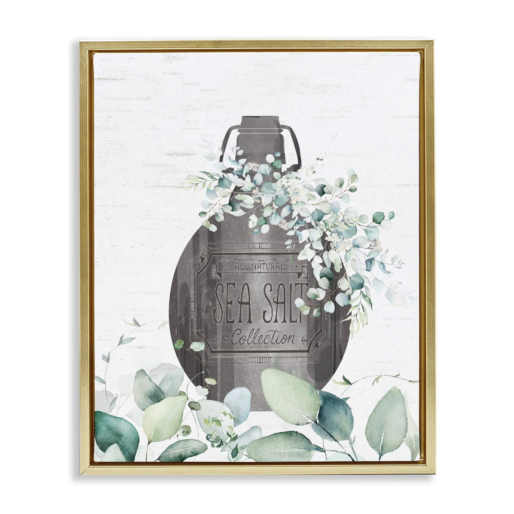 Sea Salt Collection Bottle Gold Framed Floater Canvas Wall Art, design by Lettered and Lined